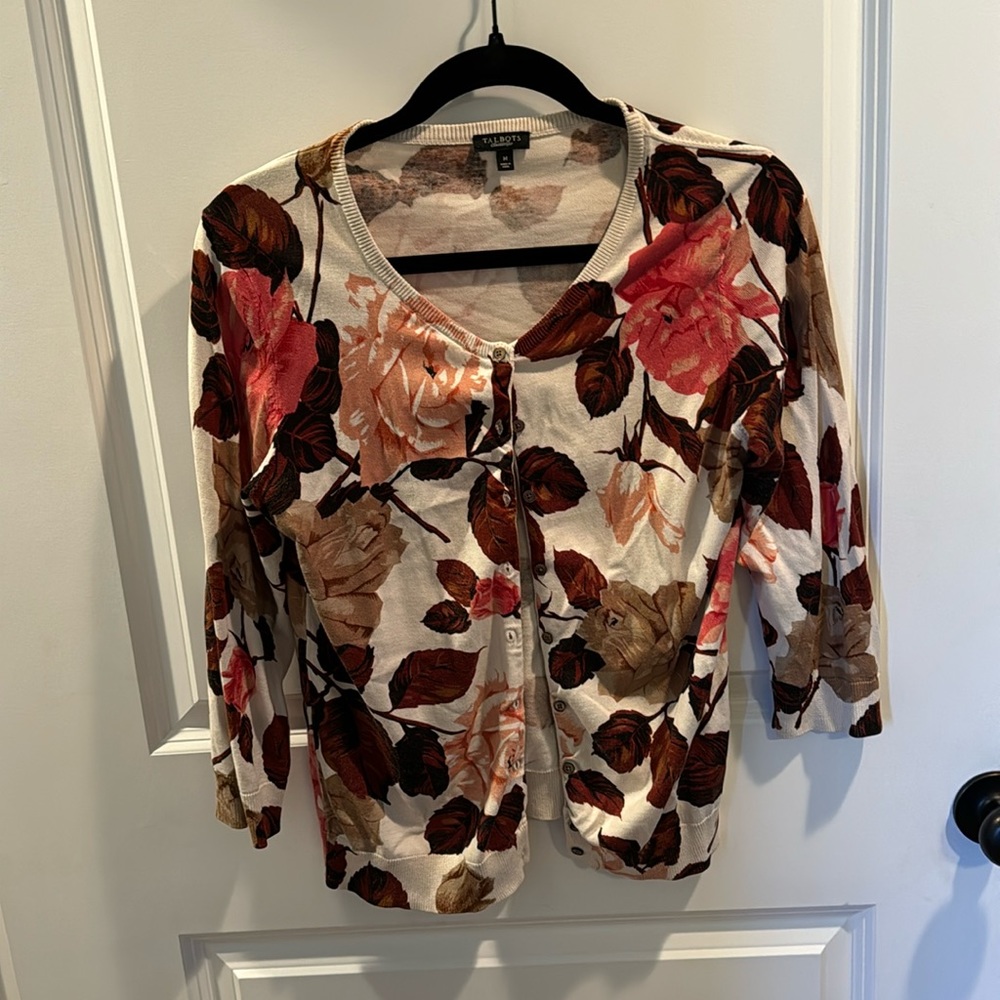 Talbots floral cardigan